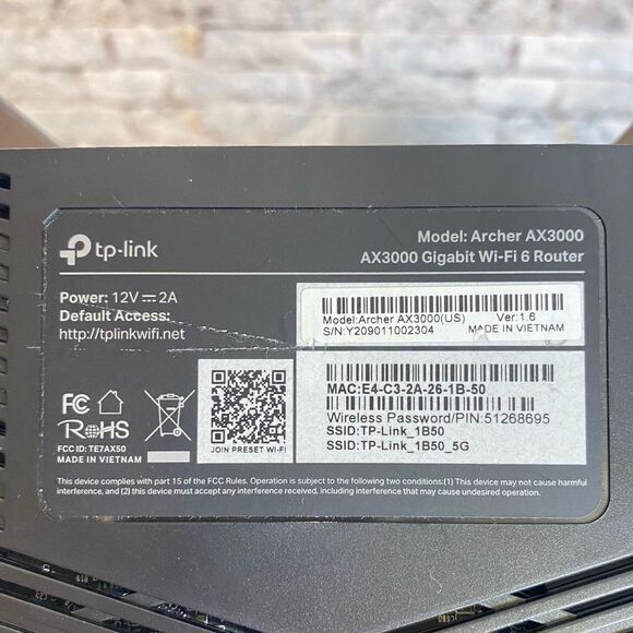 TP-Link AX3000 Gigabit Wi-Fi 6 Router in Black w Installation Guide - Picture 4 of 9